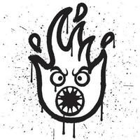 Graffiti sprühen Farbe wütend Feuer Charakter Emoticon im Vektor