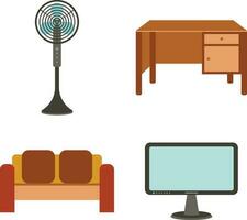Hem möbel. innehåller ikoner sådan som stolar, bord, soffor, skåp, lampor, lagring system, och andra.vektor illustration. vektor