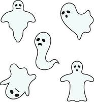 spöke halloween. söt spöke skugga. spöke ark för halloween karaktär design. isolerat vektor illustration.