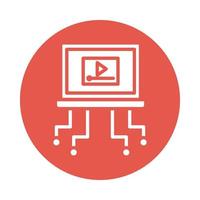 Media Player im Online-Blockstil der Laptop-Bildung vektor