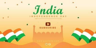 indisch glücklich Unabhängigkeit Tag Wolke Sahne Farbe Hintergrund Poster Design vektor