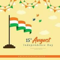 Indien glücklich Unabhängigkeit Tag Licht Gelb Hintergrund Sozial Medien Post Design vektor
