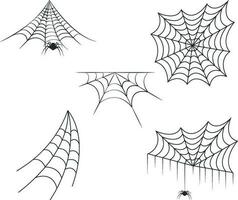 halloween Spindel webb. läskigt halloween spindelnät med spindlar. översikt vektor illustration