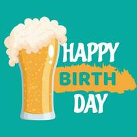 Vektor glücklich Geburtstag Gruß Karte mit Bier Becher