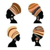 afrikanisch Frau mit Turban Bohemien Vektor Design. eben Vektor Symbol Illustration.