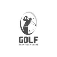 golf sporter, golfspelare logotyp, isolerat vektor silhuett, golf gunga. ung aktiva herr. lämplig för din design behöver, logotyp, illustration, animation, etc.