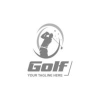 golf sporter, golfspelare logotyp, isolerat vektor silhuett, golf gunga. ung aktiva herr. lämplig för din design behöver, logotyp, illustration, animation, etc.