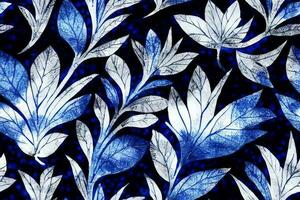 Shibori Schal tye sterben Batik abstrakt Bürste Tinte Spiral- Strudel Stoff Kreis asiatisch Design botanisch geometrisch wiederholen Zeichnung Fliese Vektor Grün braun dunkel Blau Farben Farbe retro , Blau Blätter Pflanze