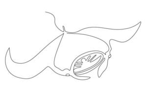 Manta ray.continuous einer Linie Zeichnung. Vektor Illustration