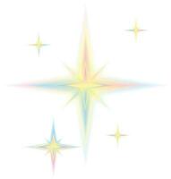 y2k stil former suddig lutning uppsättning. aura estetisk element stjärna, Sol. vektor illustration