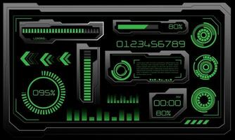 Vektor von futuristisch Technologie Cyber hud Instrumententafel Monitor Grün Neon- Licht Leistung Status auf grau Design hochmodern Element