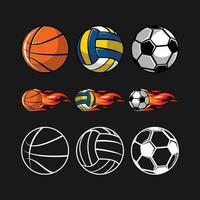 vektor sport fotboll, volleyboll och basketboll