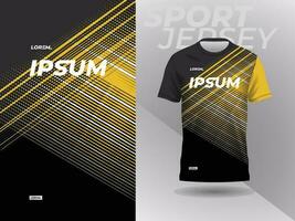 Gelb schwarz Hemd Sport Jersey Attrappe, Lehrmodell, Simulation Vorlage Design zum Fußball, Fußball, Rennen, Spiele, Moto-Cross, Radfahren, und Laufen vektor