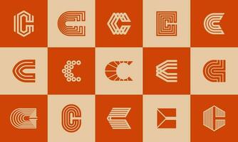lyx linje abstrakt monogram brev c logotyp ikon. företag första c logotyp bunt. vektor
