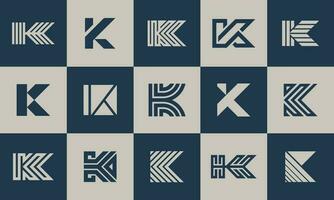 modern linje teknologi brev k logotyp design bunt. kreativ företag första k. vektor