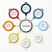 infographic den där rapporter handla om de arbetsflöde i varje steg med en total av 8 ämnen. vektor