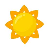 Gelb Sonne Symbol einfach Karikatur Stil Design. das Strahlen von das Sonne im Sommer- vektor