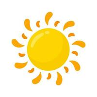 Gelb Sonne Symbol einfach Karikatur Stil Design. das Strahlen von das Sonne im Sommer- vektor