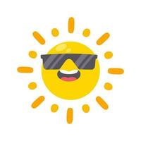 lächelnd Sonne Karikatur tragen Sonnenbrille Sommer- Reise Konzept Schutz von Sonne Strahlen vektor