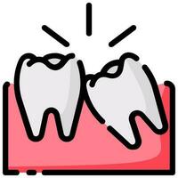 tand påverkas vektor fylld översikt ikon