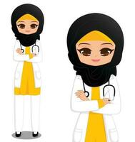 asiatisch Muslim Arzt Vektor Illustration