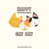 internationell katt dag affisch social media posta mall med katt ansikte element vektor