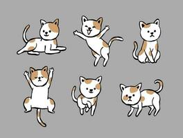 Vektor einstellen von Linie gezeichnet süß Katze Pose