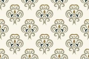 Ikat Blumen- Paisley Stickerei Hintergrund. Ikat Stoff geometrisch ethnisch orientalisch Muster traditionell. Ikat aztekisch Stil abstrakt Design zum drucken Textur, Stoff, Saree, Sari, Teppich. vektor