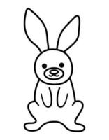 vektor svart och vit hare ikon. rolig skog linje djur. söt skog illustration för barn isolerat på vit bakgrund. lekfull kanin bild eller färg sida