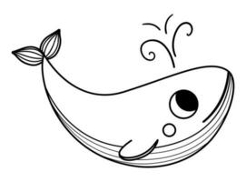 Vektor schwarz und Weiß Blau Wal Symbol. gefährdet Spezies Linie Illustration. süß ausgestorben Fisch isoliert auf Weiß Hintergrund. komisch wild Tier Illustration zum Kinder. Natur Schutz Färbung Seite