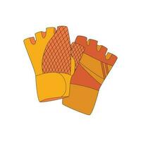 Handschuhe. verschiedene Sport Ausrüstung. Fitness Inventar, Fitnessstudio Zubehör. trainieren Zeug bündeln. vektor