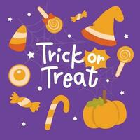 Trick oder behandeln Halloween Süßigkeiten Element. vektor