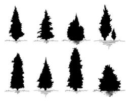 Sammlung isoliert Baum Symbol Silhouette Stil auf Weiß Hintergrund. können Sein benutzt zum Ihre arbeiten. vektor