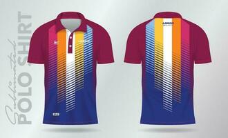 bunt Sublimation Polo Hemd Attrappe, Lehrmodell, Simulation Vorlage Design zum Badminton Jersey, Tennis, Fußball, Fußball oder Sport Uniform vektor