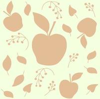 vektor mönster av känsliga beige äpplen och grenar av bär