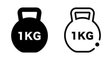 1 kg Gewicht Symbol Satz. Kettlebell Silhouette Symbol Satz. Kilogramm. Vektor. vektor