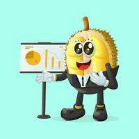 söt Durian karaktär presenter finansiell rapporter vektor