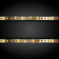 teknologi metallisk perforerad bakgrund med orange hexagoner vektor