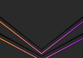 svart abstrakt tech bakgrund med neon rader vektor
