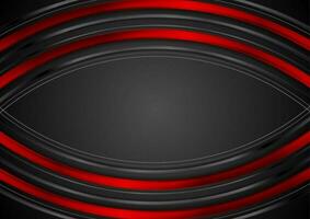 rot und schwarz Technik glänzend gebogen Streifen abstrakt Hintergrund vektor