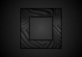 svart abstrakt vågig textur tech fyrkant ram bakgrund vektor
