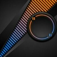 svart tech företags- abstrakt bakgrund med ljus neon rader vektor