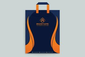 Orange und schwarz Farbe Einkaufen Tasche Design vektor