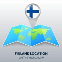 platsikon för Finland på världskartan, rund pin-ikon för Finland vektor