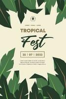affisch hand dragen tropisk boho löv abstrakt klotter bakgrund design vektor