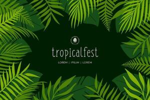 affisch hand dragen tropisk boho löv abstrakt klotter bakgrund design vektor