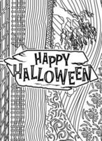 Lycklig halloween, halloween färg sida, halloween citat typografi färg sida design. vektor