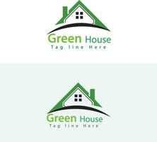 vektor grön eco hus logotyp begrepp