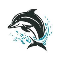 Delfin Springen über Wellen Logo Maskottchen Vektor Illustration