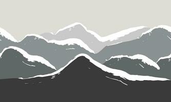 vektor grunge bergen i svartvit färger. bergen bakgrund. de fredlig kulle, berg landskap. ritad för hand illustration.